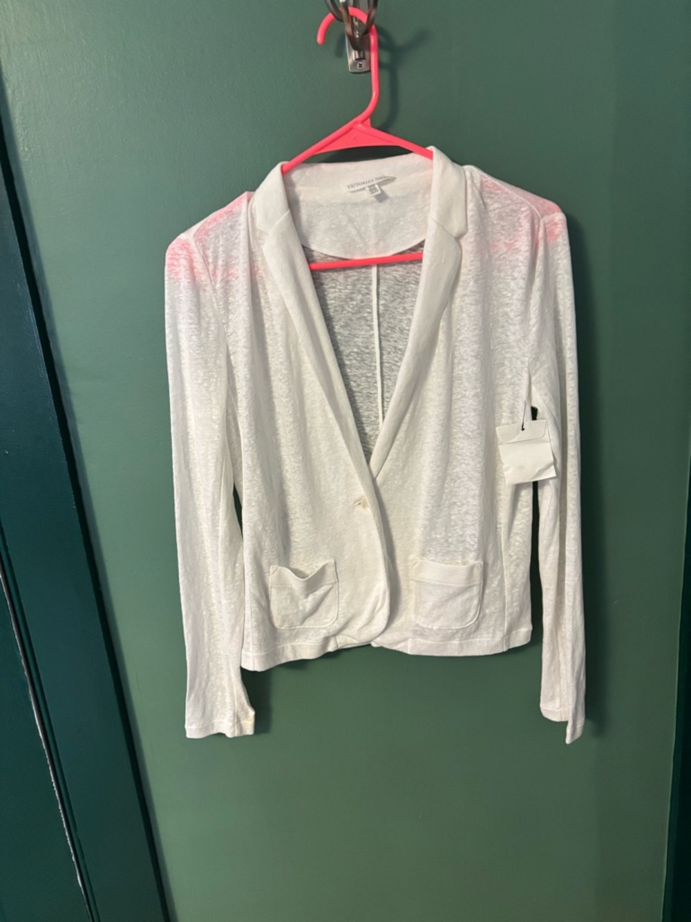 Victoria's Secret White Lightweight Sheer Blazer Cardigan